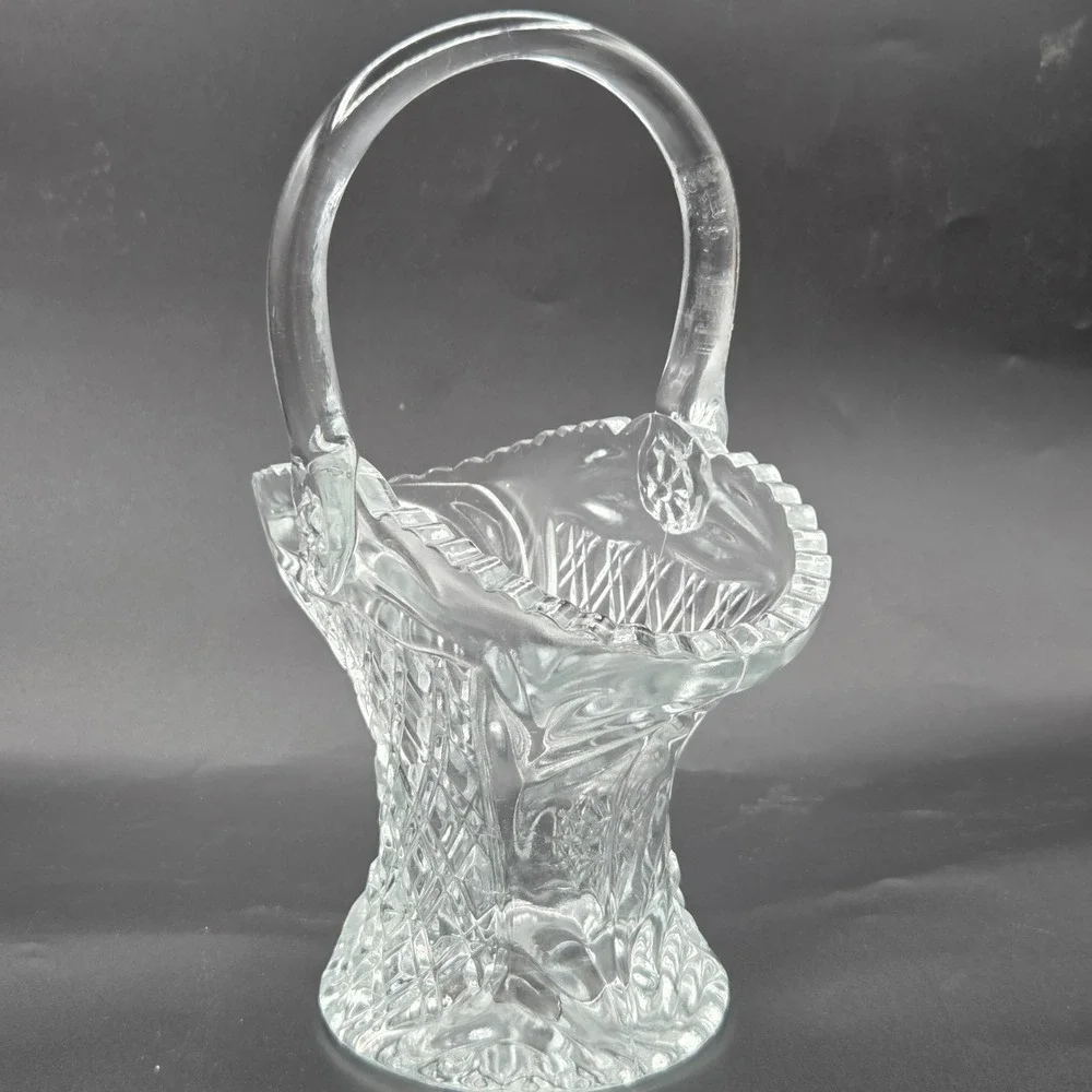 Princess House Cut Crystal Glass Basket With Handle - Germany